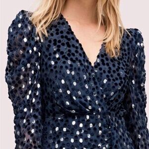 Kate Spade Navy Polka Dot Blouse